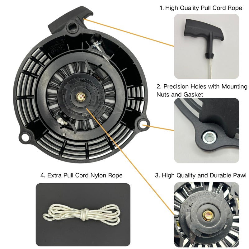 YGQ Pull Start Assembly for Honda GCV135 GCV160 GCV190, 28400-Z0L-V20ZA Black Recoil Starter for GCV 160 Lawn Mower Pressure Wahser - Image 4